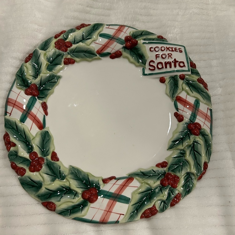 50%offw❤️ Fitz & Floyd essentials Cookies for Santa Christmas platter crazing